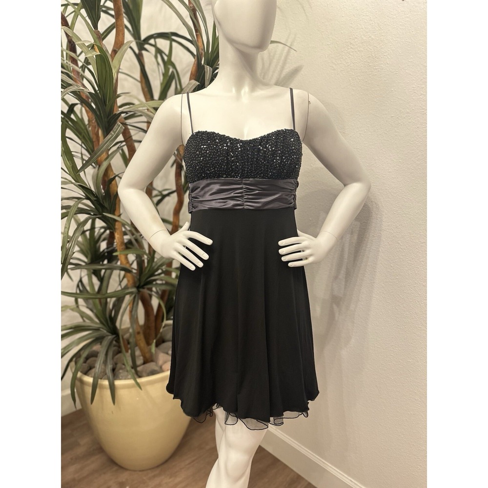 Speechless‎ Black Dress Size M/6/8 Sequin Cocktail Party Above Knee Strappy